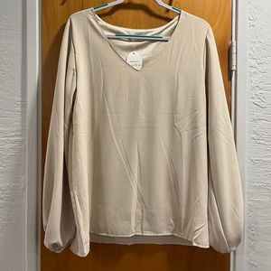 V Neck Chiffon Blouses Casual Balloon Sleeve